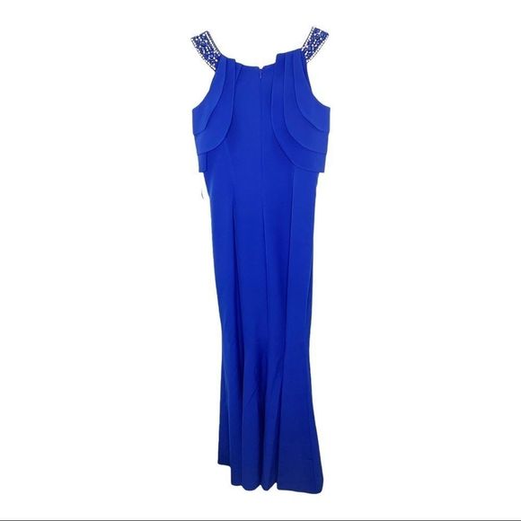 Fancy Schmancy Blue Beaded Detail Evening Gown - Picture 2 of 10